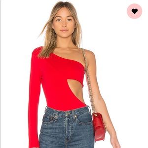 Off the Shoulder Red Bodysuit